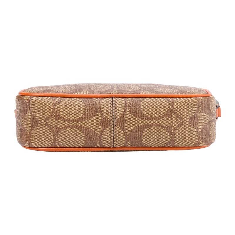 Coach Jamie 18 Classic Presbyopic Zipper, Coated Canvas and Leather, Camera Bag, Coin Purse, Clutch, Small Size, Women's Light Brown