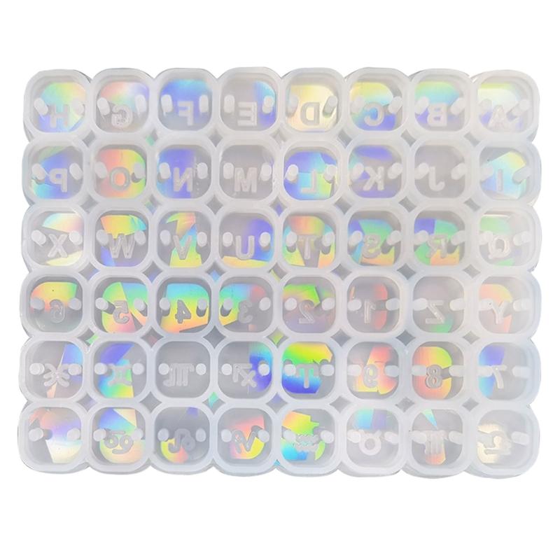 Einloch-Mini-Buchstabenform zum Basteln, holografische Buchstaben- und Zahlenform, quadratische Perlen-Silikonform zum Selbermachen, Basteln, Schmuckherstellung