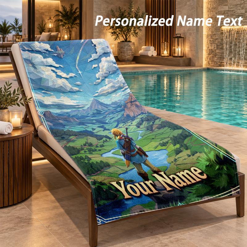 Zelda Custom Name Beach Towel Large Soft Towel for Indoor Bathroom Outdoor Beach
