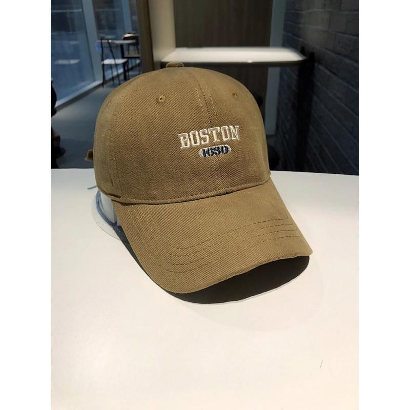 Boston Letter Embroidered Baseball Cap With Breathable Cotton For Casual Streetwear
