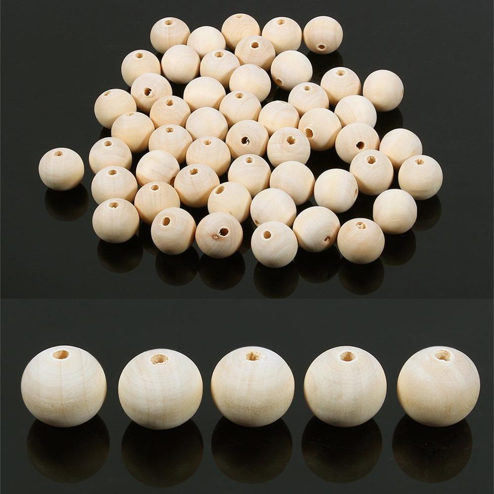 50pcs with Hole Round Wooden Beads 20mm Size Unpainted Wood Beads Wood Beads  DIY Jewelry Making
