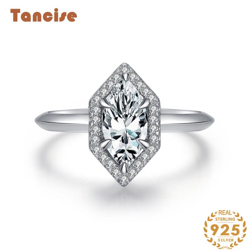 Tancise Anello in argento con zirconi classici Gioielli da donna Promessa di nozze Regalo per feste_voghion.com