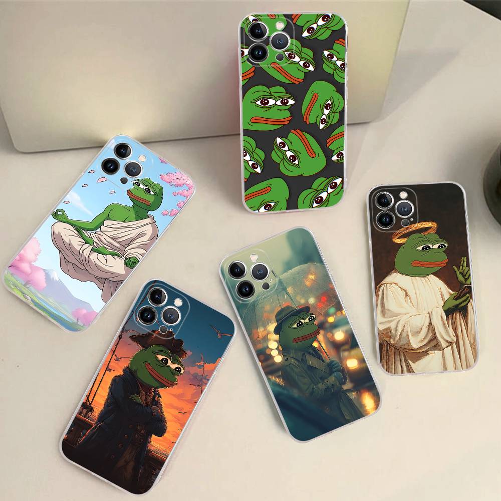P-Pepes The Frog Face Cartoon For IPhone 17 16 15 11 12 13 14 Pro Max Soft TPU Silicone Back Cover Clear Case