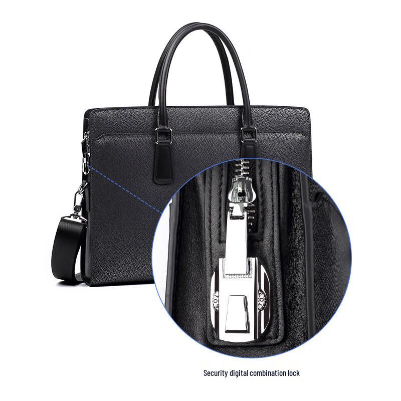 SCHWARZETIENNE Men's Genuine Leather 14-inch Business Briefcase