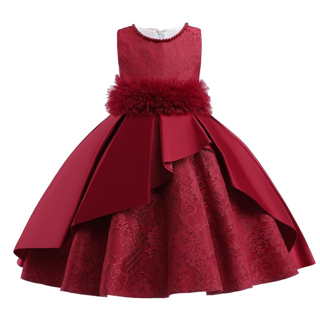 Robe de Princesse en Satin Moelleux pour Filles - Tenue Courte d'Été pour Mariage & Spectacle pour Enfants