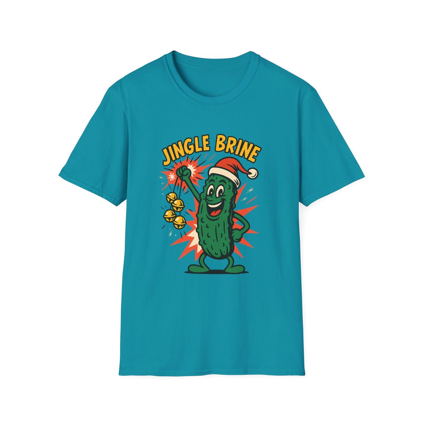 Unisex Softstyle T-Shirt Mens Womens Tees Top Funny Pickle Santa Hat Jingle Bells Holiday Christmas 3XL
