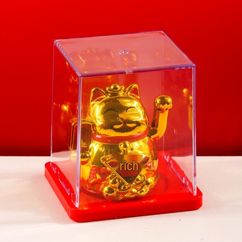 Solar Powered Waving Lucky Cat - Automatic Fortune Cat for Home, Desktop, or Car Decoration