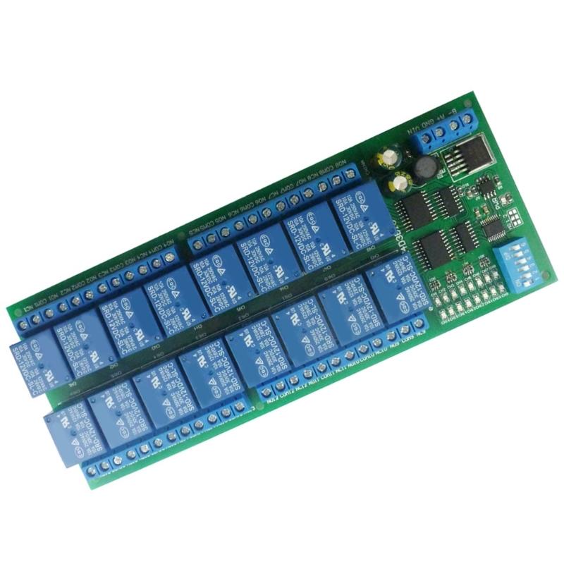 16 Channel Relay Module DC 12V MODBUS RTU RS485 Relay Module Board PLC Controller Serial Port Switch Standby Current 11M