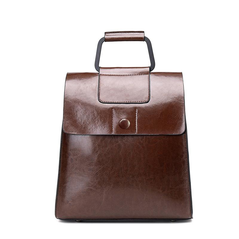Rucksack aus echtem Leder Damen Mode Tasche Ölwachs Rindsleder Rucksack
