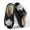Baumwollpantoffeln mit schwarzem Katzenmuster für Damen & Herren - Herbst/Winter