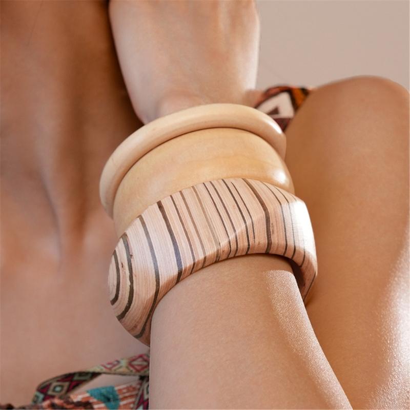Geometrisches Armband Handgefertigt Natürliches Holz Armreif Retro Handgelenk Schmuck Für Frauen Mode Accessoires