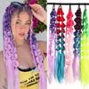24 Inch Synthetic Gradient Corlorful Bubble Braids Ponytail Hair Extensions Rubber Band Style Hairpiece For Party Costume Halloween Wear