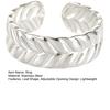 Thumb Ring Retro Leaf Shape Adjustable Opening Design Finger Ring Anti-Oxidation Stainless Steel Finger