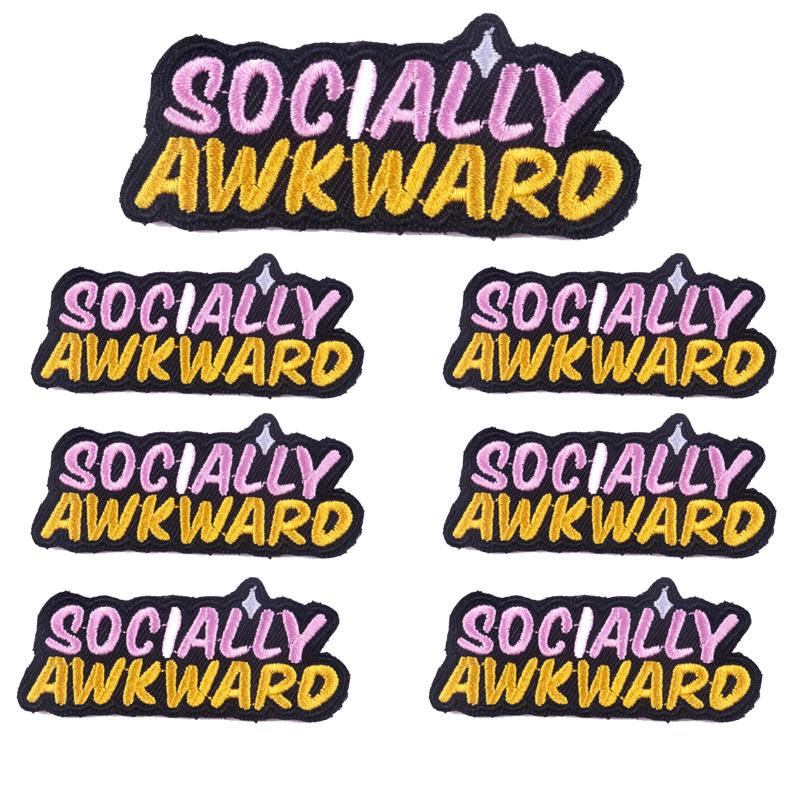 5pcs Cartoon Patch Letter Slogan Embroidery Patch Iron On Patches For Clothing Thermoadhesive Patches For Clothes Jeans Sew Diy