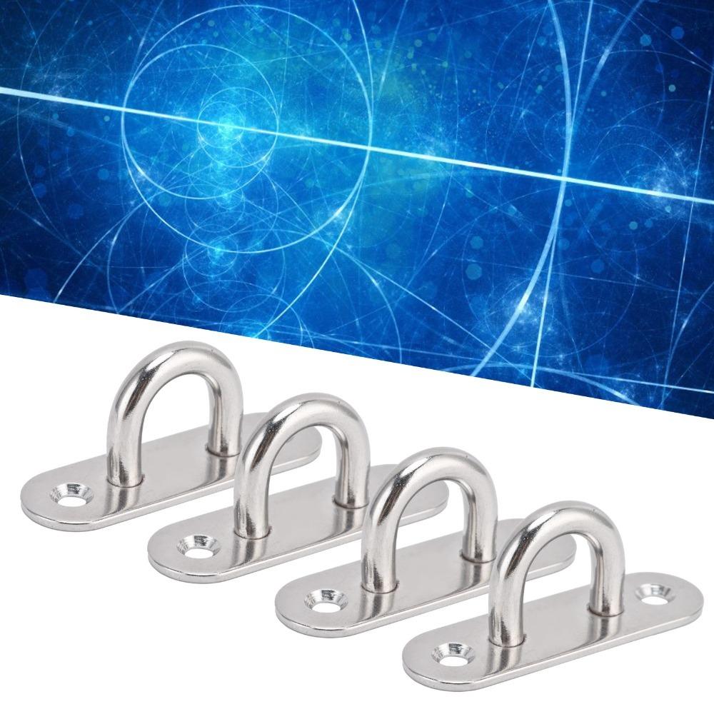 4pcs Durable Ceiling Mount Eye Plate Enclosed Hook Stainless Steel Eyelet For Boat Rigging