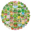 50Pcs Cute Cacti And Succulents Meme Graffiti Stickers Q-Style Plants Cartoon Decal Diy Notebook Phone Guitar Classic Kid Toys