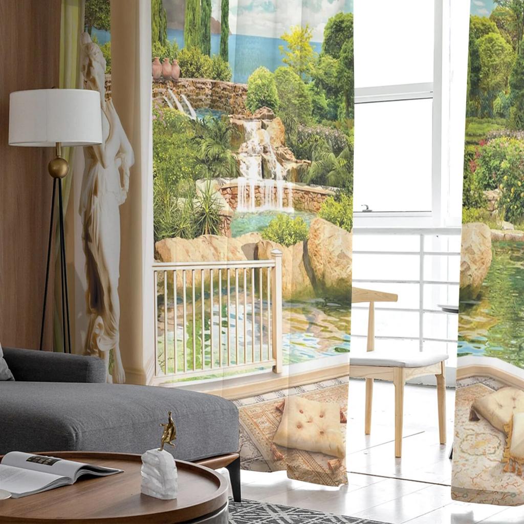 Garten Balkon Blumen Tüll Vorhänge für Wohnzimmer Sheer Vorhang Schlafzimmer Voile dekorative Fenster Behandlungen