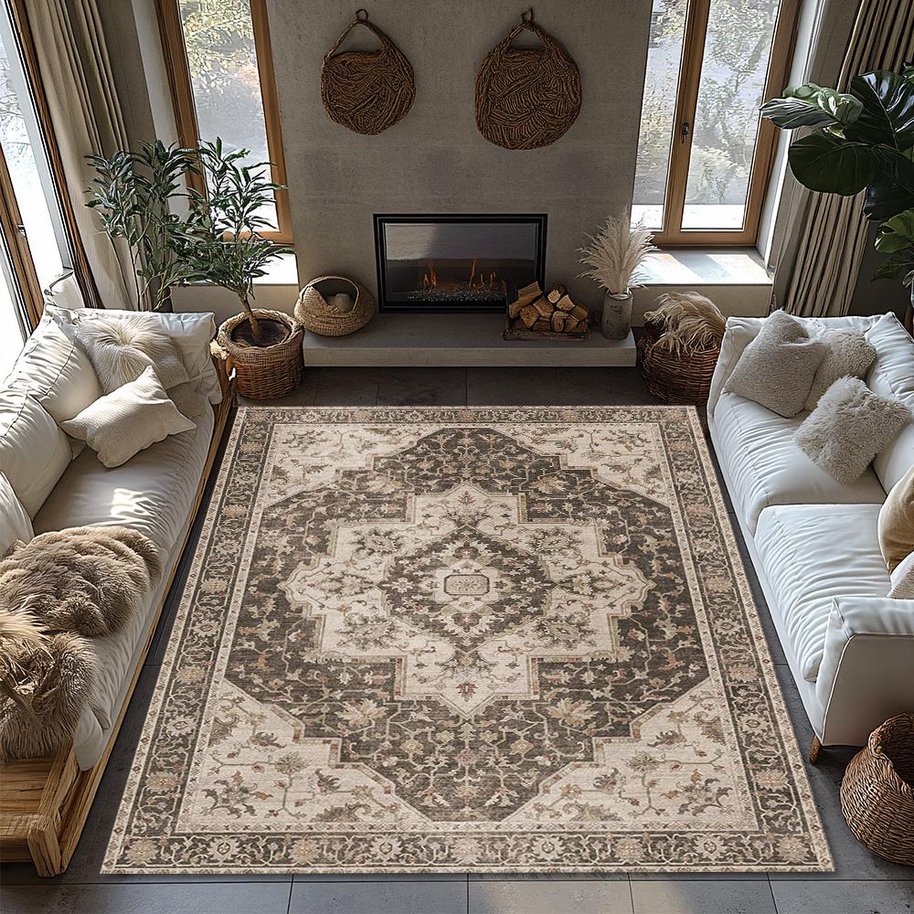 Turquoise Geometric Area Rug, Modern Non-Slip Low Pile Carpet, Ethnic Pattern Living Room Rug for Sofa Floor Decor,Washable Soft