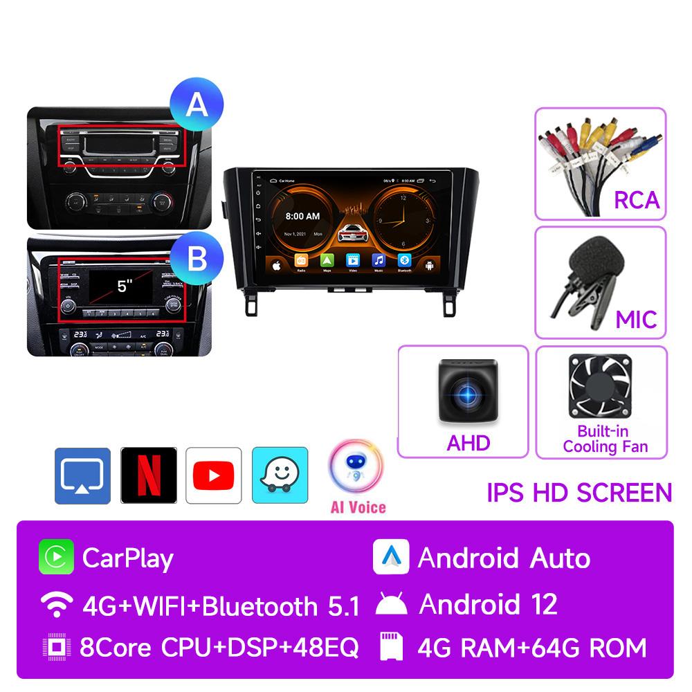 JIUYIN 2 Din Android 12 Car Radio for Nissan Qashqai 2 J11 X-Trail T32 Rogue 2013-2021 Multimedia Player 2Din Carplay Head Unit
