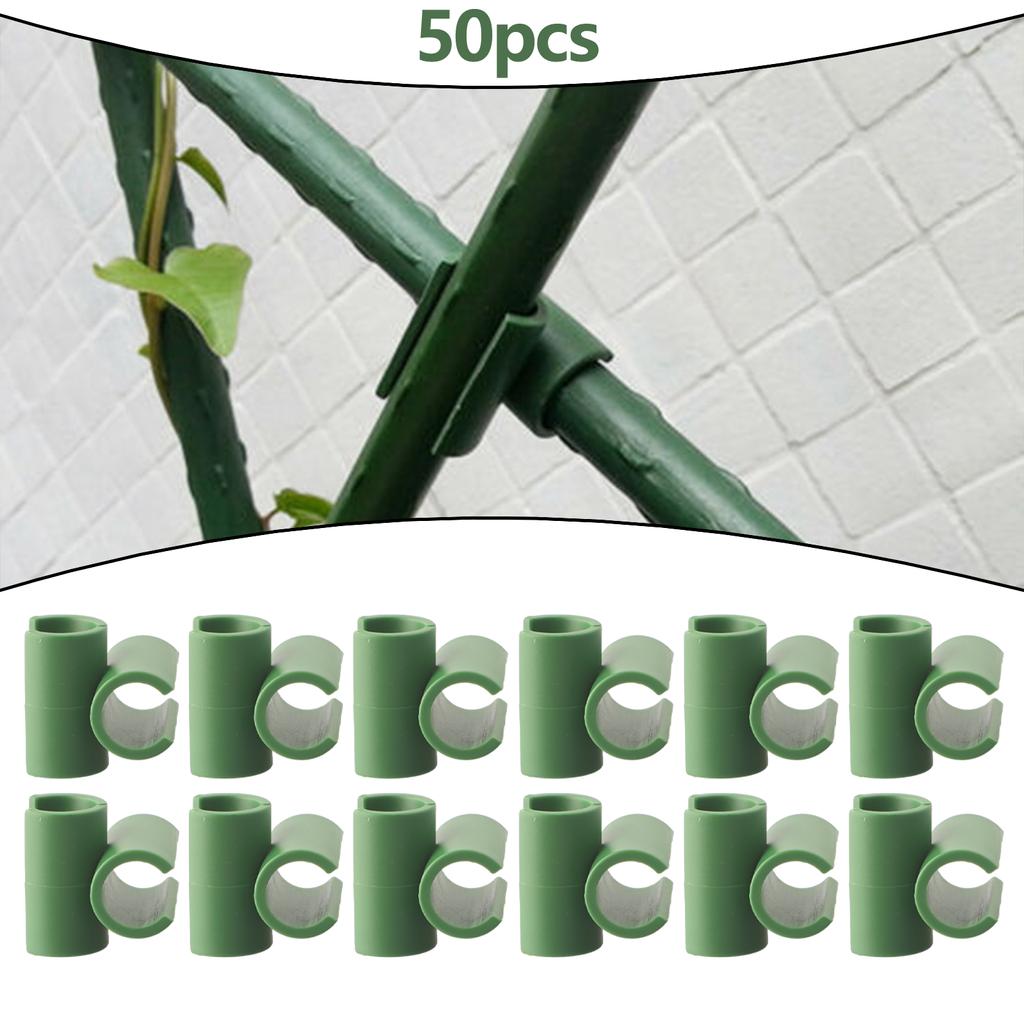 50pcs Plastic Plant Trellis Connector Clip Garden Vegetable Frame Rod Support Fixed Connector Pillars Stake Clips Supplies