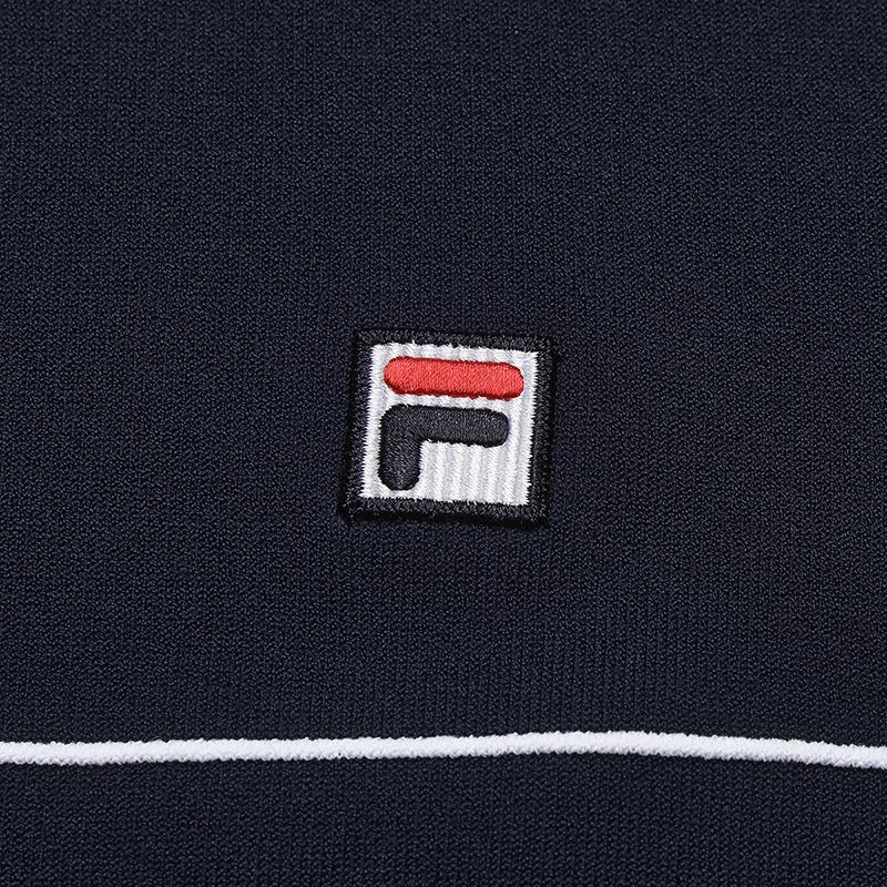 Fila Heritage Fashion Classic Simple Retro Striped Casual Round Neck Short Sleeve Knitted Sweater Women Tops Cigarette-Blue F11W628416FDB