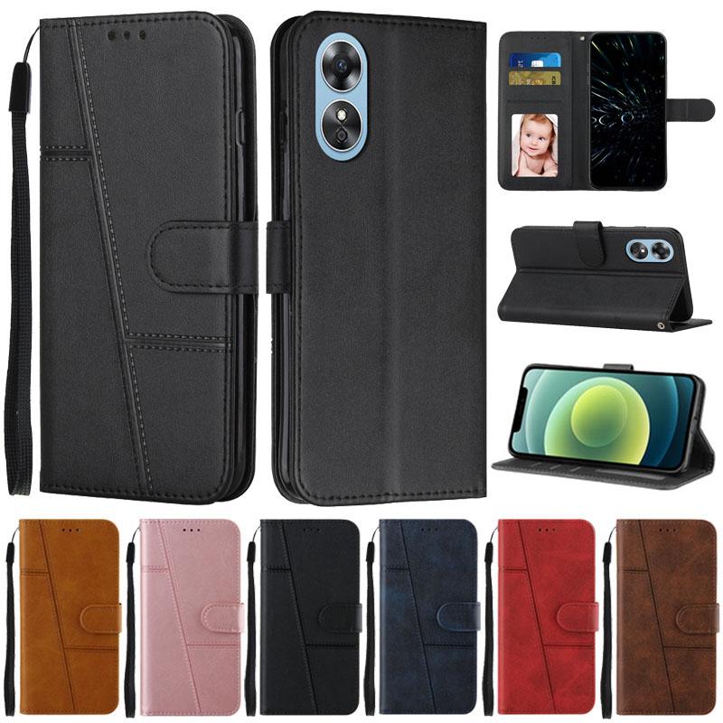 For OPPO A17 Case Flip Wallet Book Cover for Coque OPPO A17 Phone Case OPPO A 17 A17K A16 A16S A12 Leather Protective Cases Capa