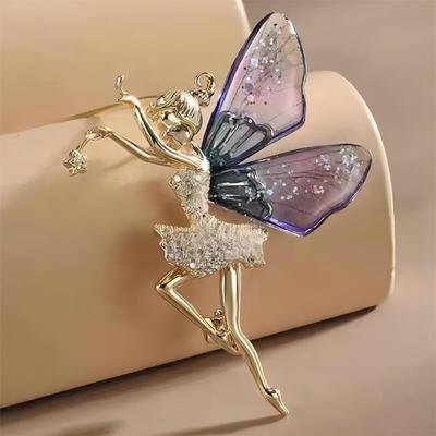 Trendy Faery Elf Butterfly Dragonfly Acrylic Brooches For Women Girls Multicolour Plastic Insect Birthday Party Daily Zircon