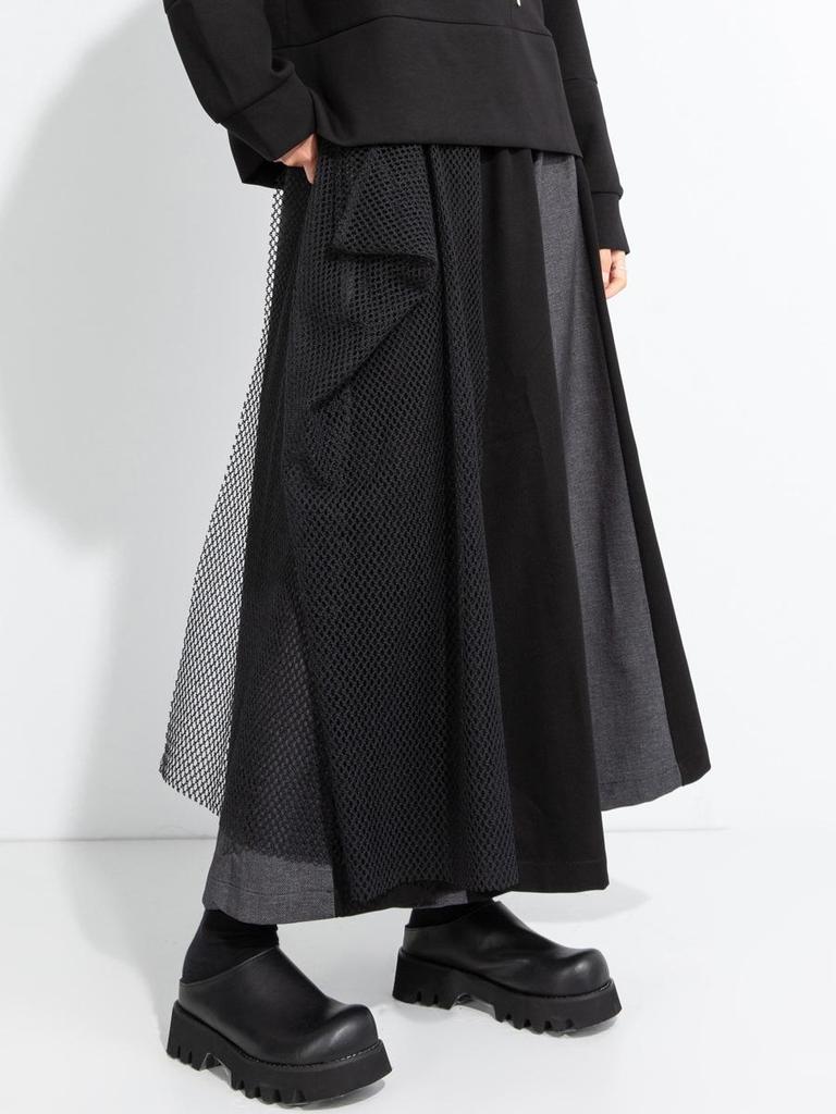 2025 Autumn/Winter Niche Fashion Elastic Waist Patchwork Wide-Leg Culottes Plus Size