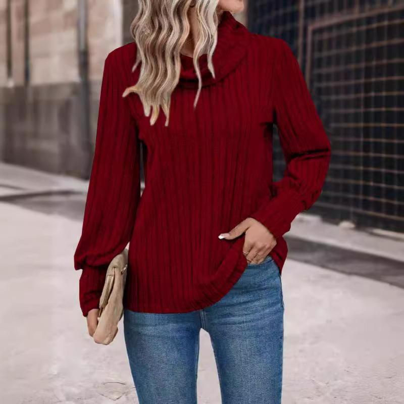 BITCED Women's Fashion Casual Solid Color Print O-Neck Long Sleeve Blouses & Shirts