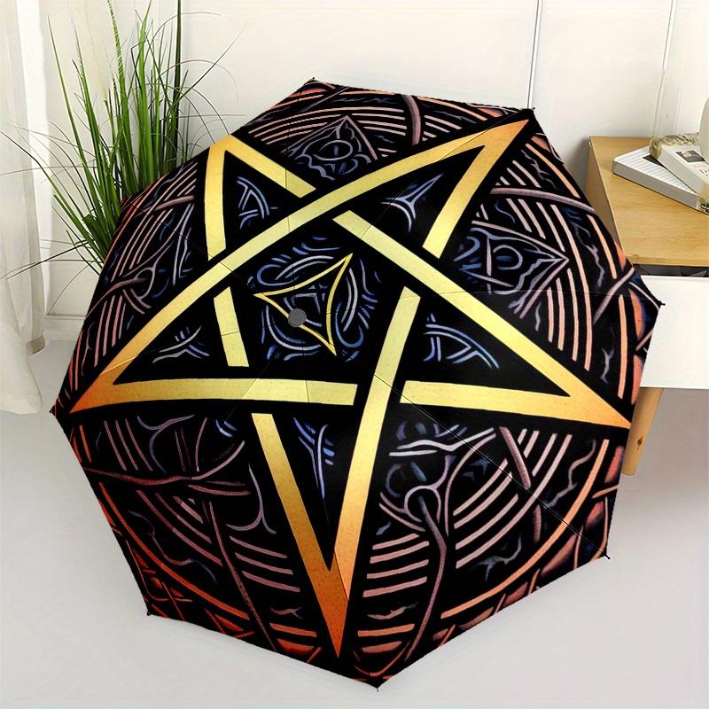 Enchanted Pentagram Mandala Umbrella, Portable 3-Fold Umbrella for Men & Women,Christmas Gift ES142