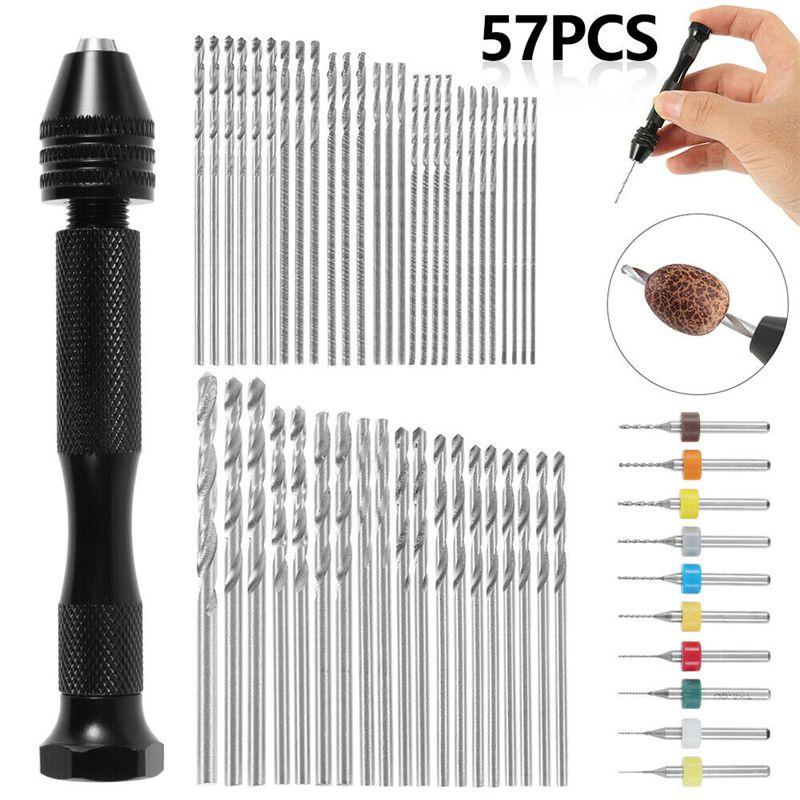 Tiny Mini 57pcs Micro Alloy Twist Drill Bits Set Hand Diy Model Craft Tool Wood