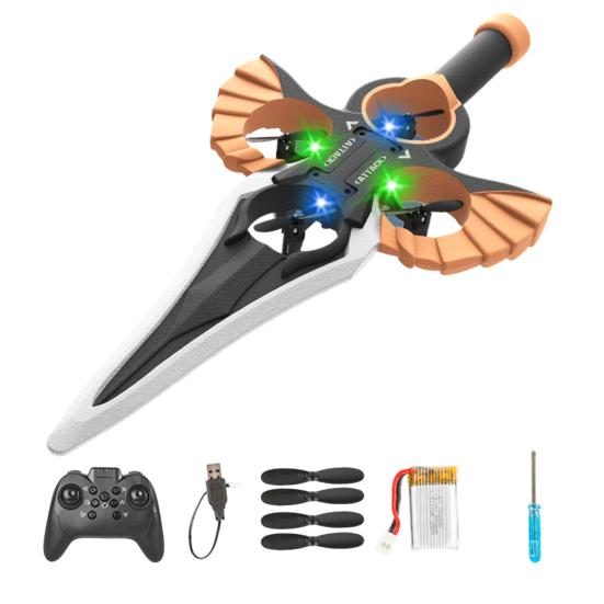 

Радіокерована літаюча планерка «Довгий меч» зі світлодіодним підсвічуванням, трюковий переворот на 360 градусів, легка в управлінні, для дітей, підлітків, дорослих, 2,4 ГГц, радіокерована іграшка «Літаючий довгий меч» One Battery антична бронзова кольору