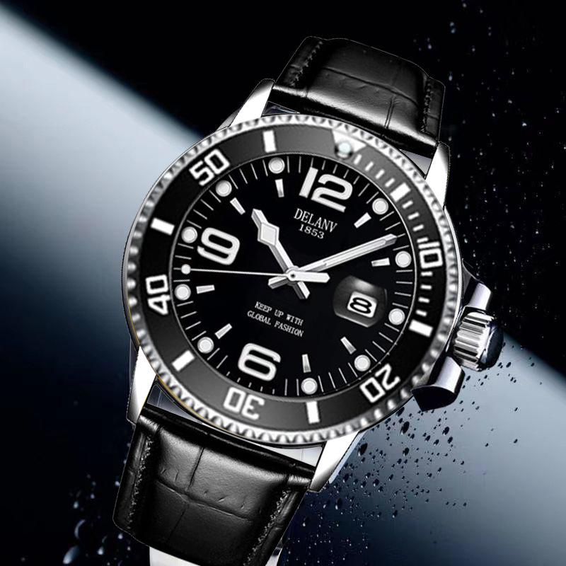 Men’s Fashionable Luminous Quartz Watch with Steel Band and Calendar