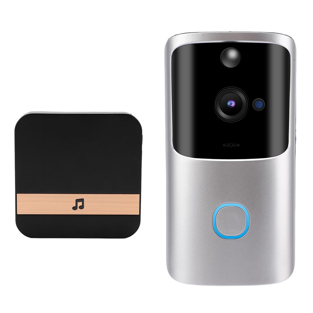Smart Wireless WIFI Video Doorbell Phone Remote Control Intercom Monitoring Alarm Silver 90?260VUS