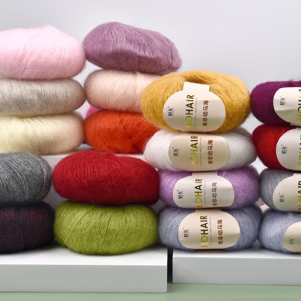 25g/Roll Soft Wool Knitting Cashmere Long Thin Yarn Roll Mohair Yarn DIY Hand Crochet Soft Mohair Cashmere Wool Knitting Yarn
