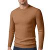 Men's Long Sleeved Solid Color Cable Knit Sweater Bottoming Shirt Slim Fit Pullover