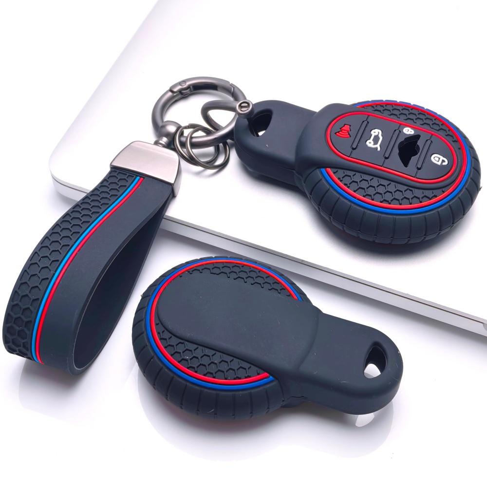 Silikon-Schlüsselanhänger-Abdeckung Kompatibel mit BMW Mini Cooper F54 F55 F56 F57 F60 4 Tasten, Passt für BMW Cooper F54 F55 F56 F57 F60 Handgelenkband Schlüsselanhänger Nicht