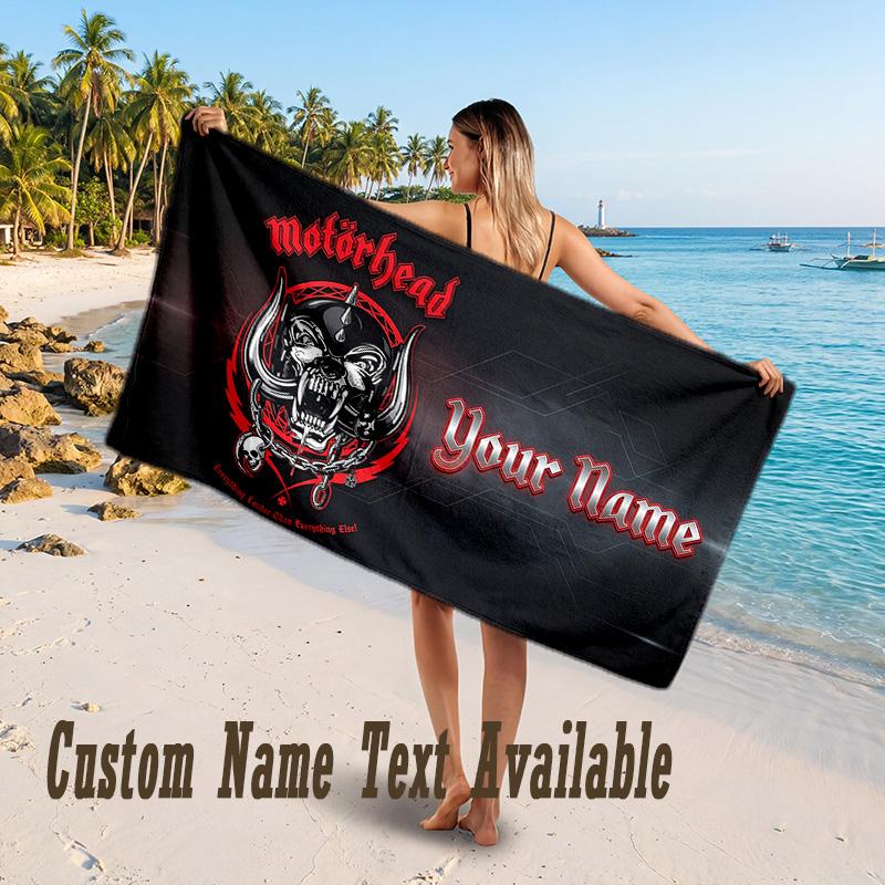 Motorhead Design Beach Towel Custom Text Large Towel for Beach Vacation