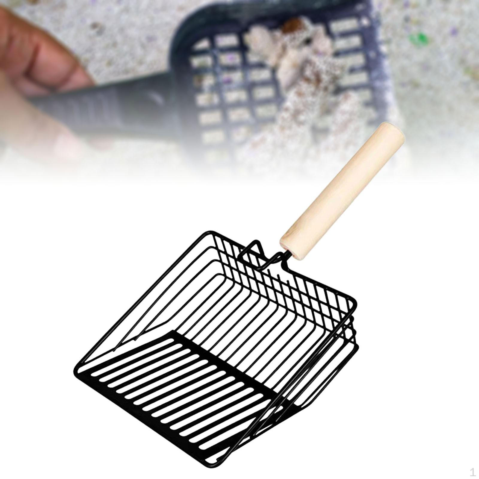 

Совок для кошачьего туалета, прочный инструмент для чистки песка, металлический совок с длинной ручкой, чистка домашних животных Black Wooden Handle