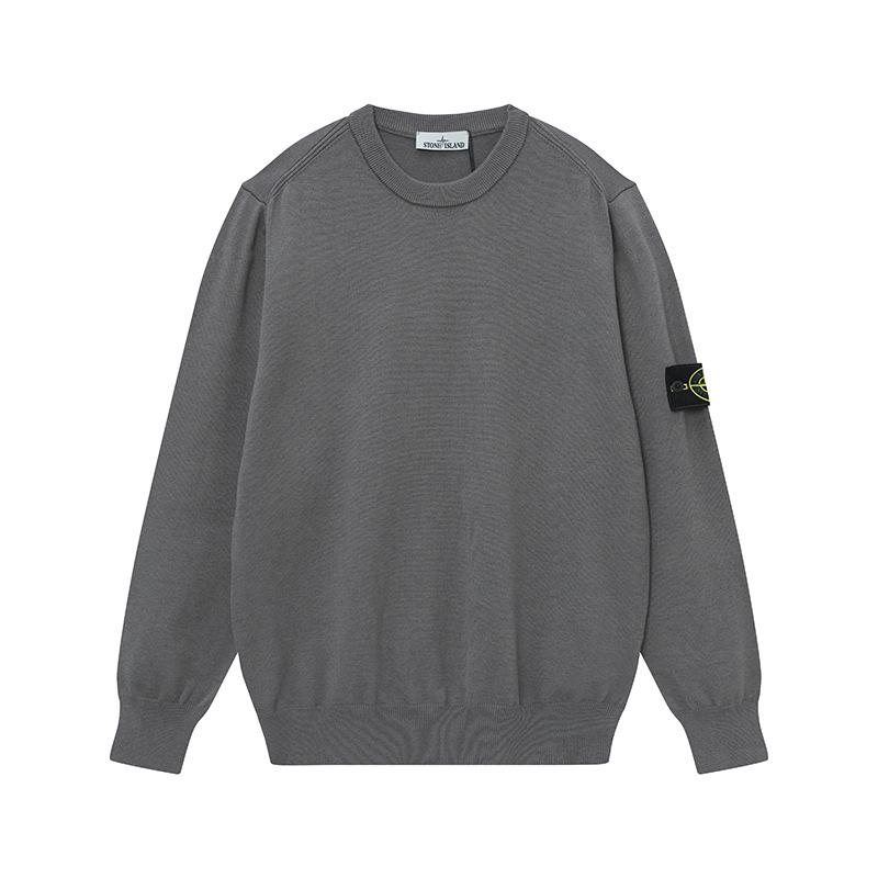 Stone Island Classic Cuff Badge Round Neck Wool Sweater