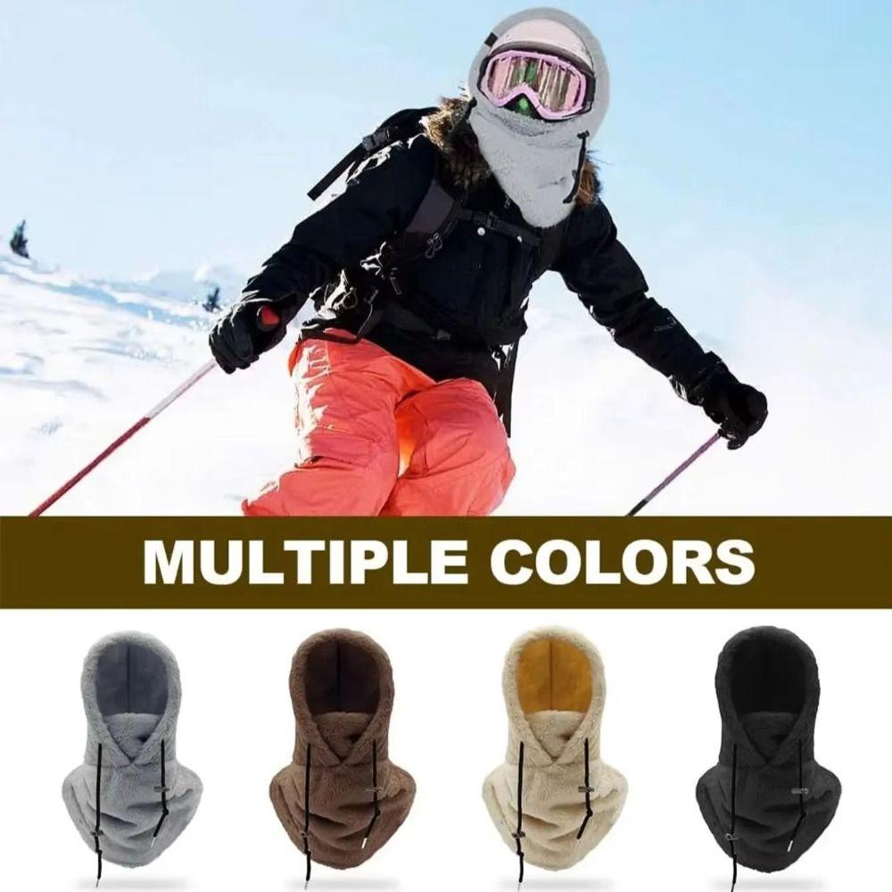 Windproof Plush Sherpa Hood Thickened Ski Mask Hat Fashion Face Cover Cap Outdoor Sports