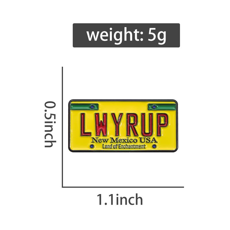 License Plate Enamel Pins Custom New Mexico USA Brooches Lapel Badges Punk Gothic Jewelry Gift for Movie Fan Friends