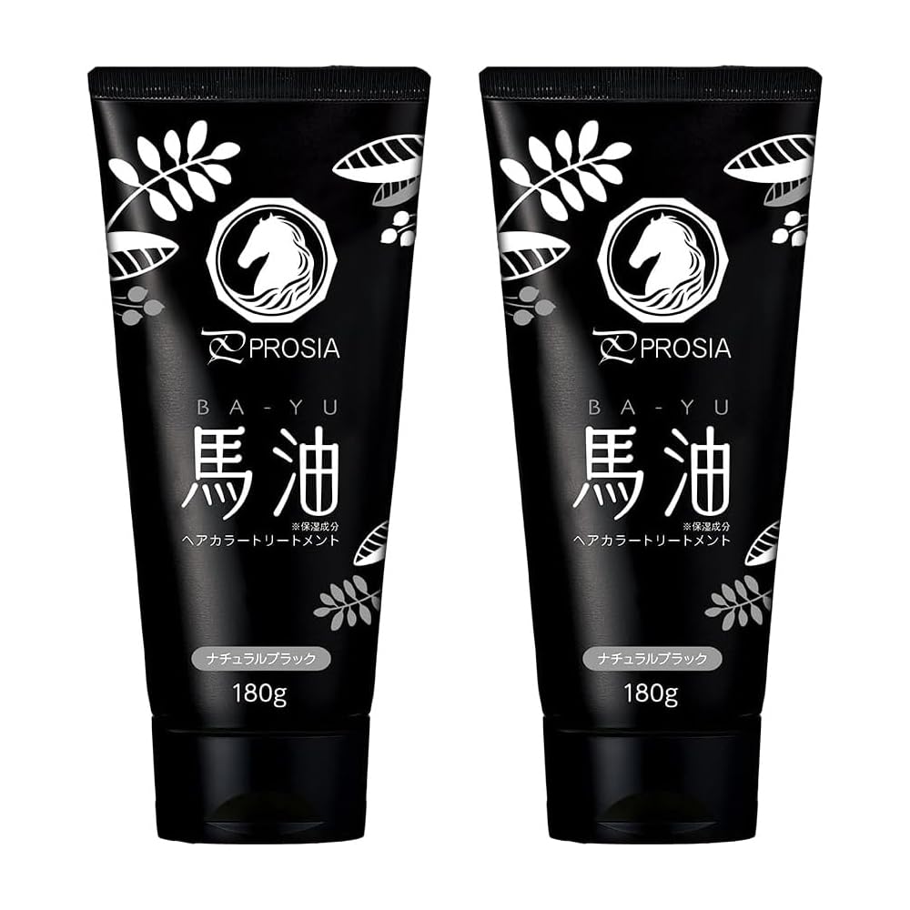 

PROSIA Краска для волос с лошадиным маслом Натуральная Сделано для седых вьющихся волос от iMedia Treatment, Черный, 2 упаковки, Япония, Волосы, Увлажняющая, Формула без добавок,