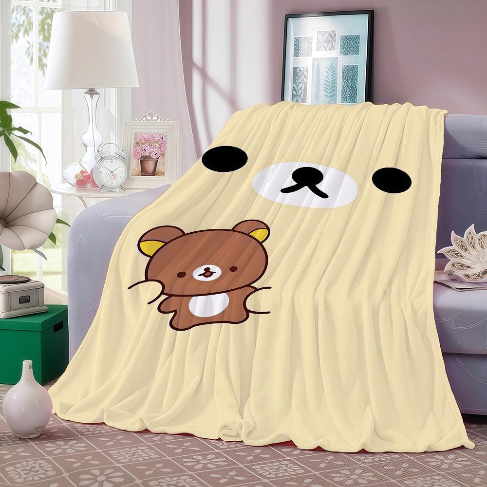 Cartoon R-rilakkuma Anime Blanket Warm And Soft Suitable For Bedroom Living Room Sofa Bed Office Travel Camping