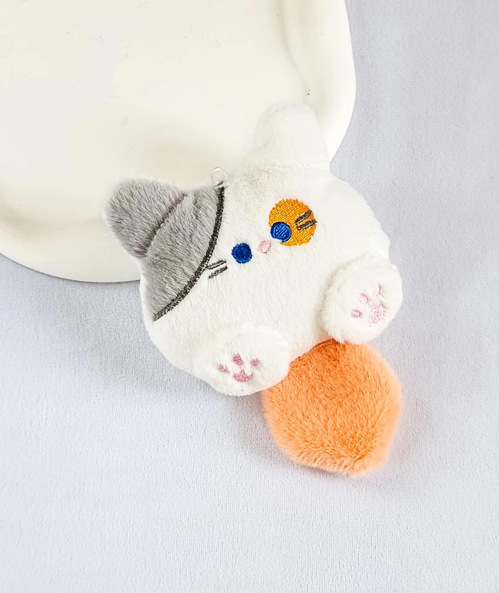 

4pcs Cute Coffee Cat Stuffed Animal D I Y Little Cat Keychain Plush Bag Car Pendant Keychain Trinket Kids Stuffed Animal Toys