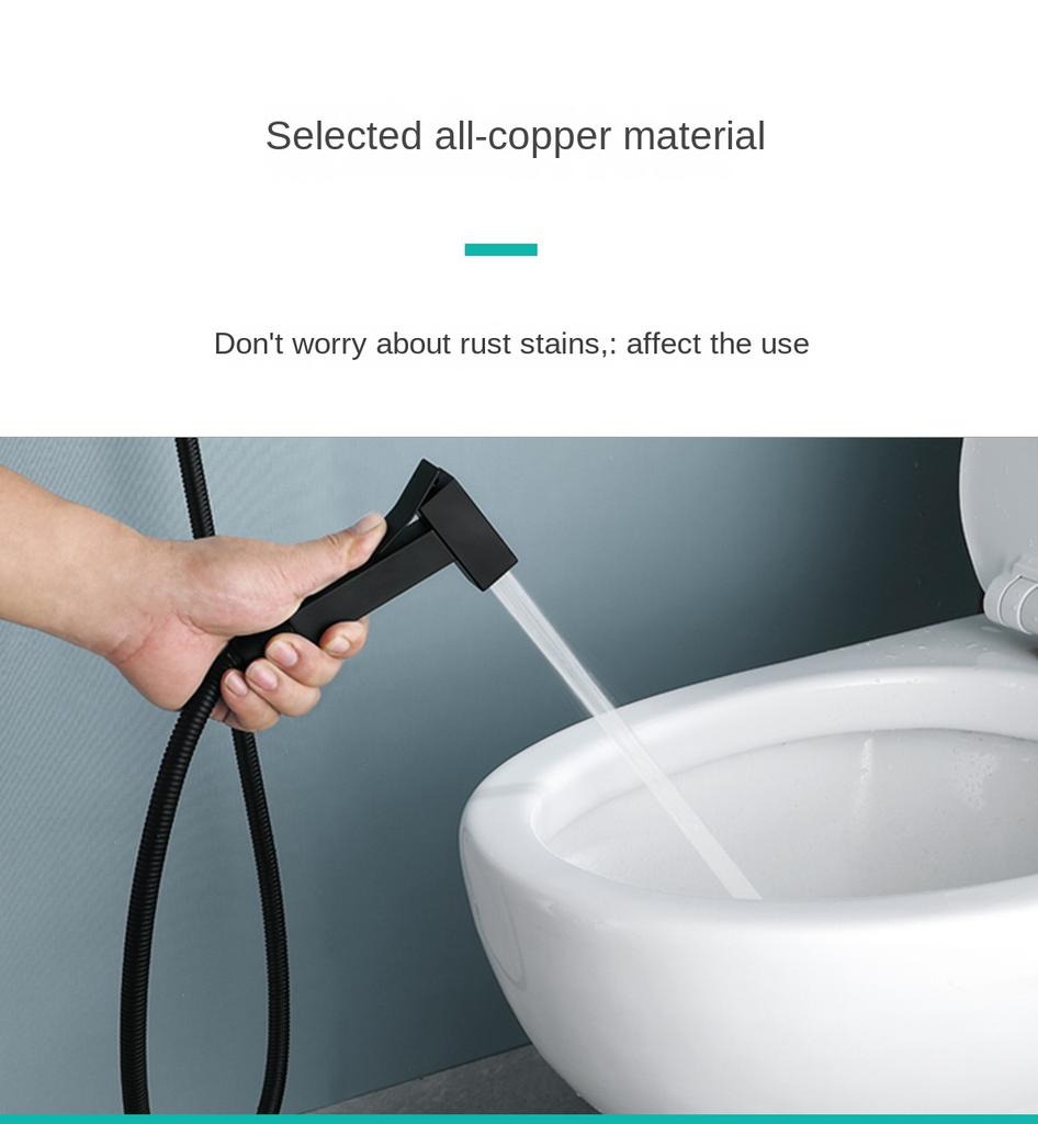 Matte Black Hot Cold Bidet Sprayer Kit Brass Mixer Valve Handheld Shattaf Set Stainless Steel High Pressure for Toilet Wash