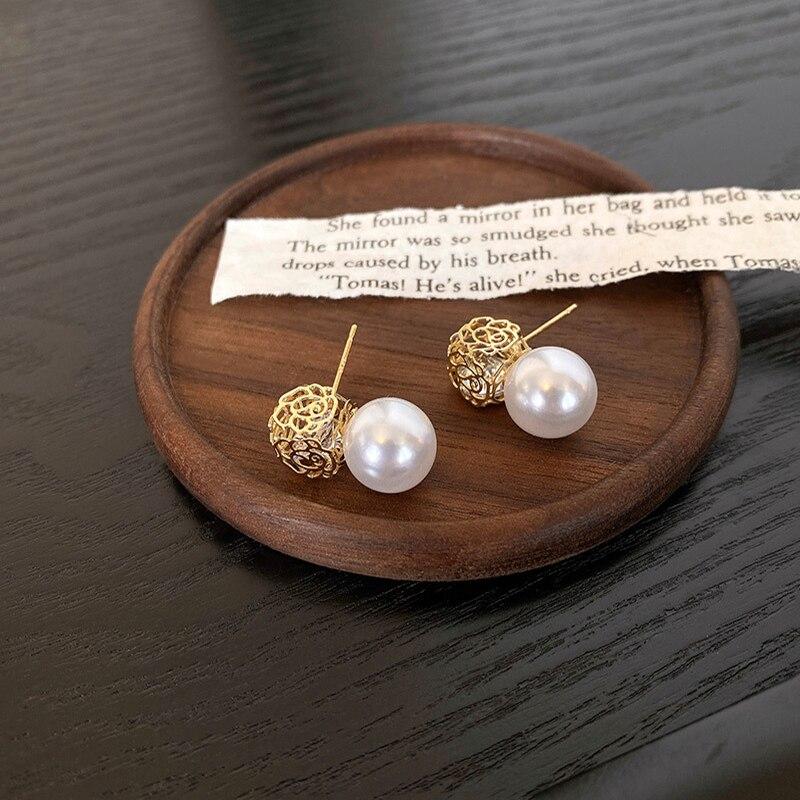 'S Earrings Pearl Earrings Geometry Metalized Gold Tone Earrings Shiny Cubic Zircon Female For Women Earrings Trend JewelryWedding Jewelry