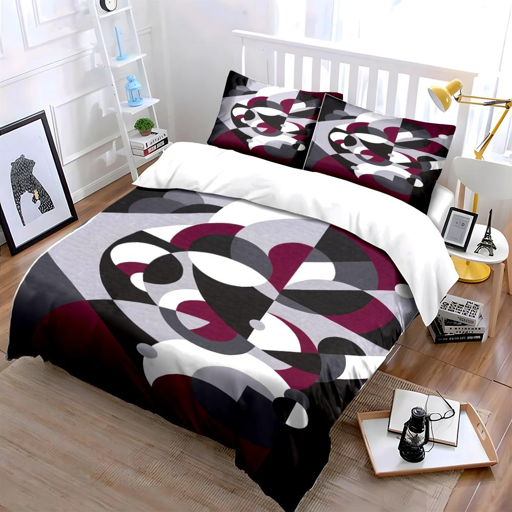 Geometric Abstract Circle Print Bedding Set Bedding Set (1 Duvet Cover, 2 Pillowcases, Duvet Not Included)