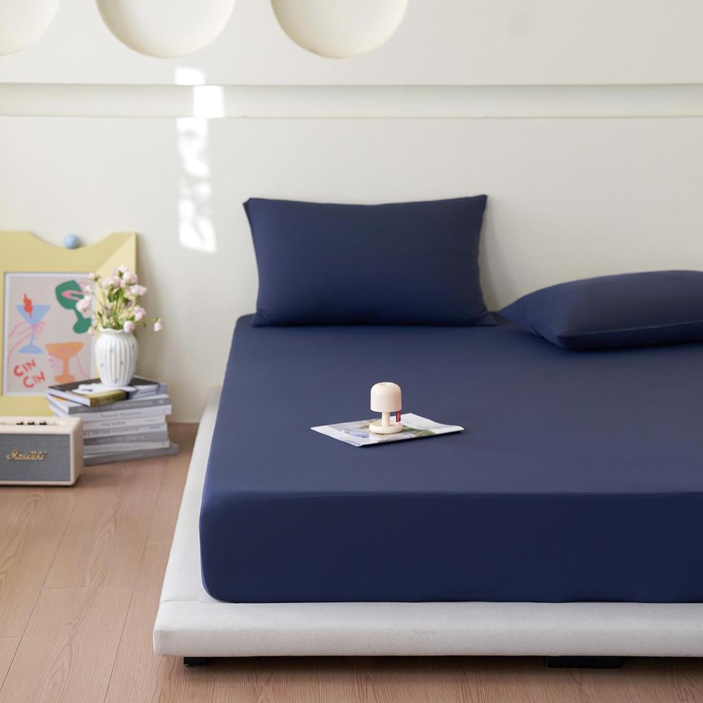 Summer Cool Ice Silk Bed Sheet Set: Non-stick, Machine Washable, Cat Hair Resistant Includes 3 Pieces