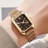 Fashion Stainless Steel Wristwatch Bracelet Set Rhinestone Quartz Quartz Watches Folding buckle Square Strap Watch Student